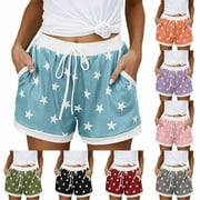 QATAINLAV Cute Pajama Shorts for Women Soft Comfy Lounge Short Pj Pants Summer Fashion Stars Print Drawstring Elastic Waist Shorts with Pockets Black L Ofertas Relampago de Hoy